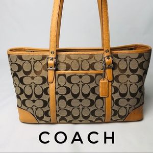 ❌SOLD❌ Coach Leather Classic Signature Canvas Shopper